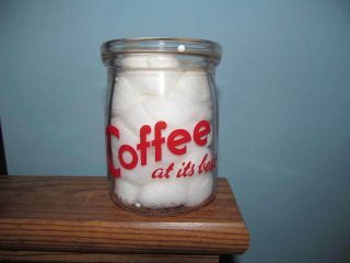 Glass Coffee Jar Coffee At Its Best 1/2 Pt Red Pyro Round