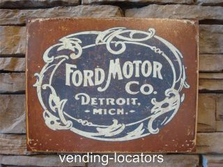 Ford Motor Co Detroit Tin Sign Vintage Logo Metal Poster Garage Wall Decor 1707