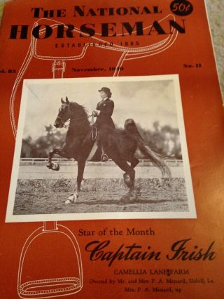 Saddlebred Vintage National Horseman Nov 1949 Obits: Christian Barham - Mr.  Derby