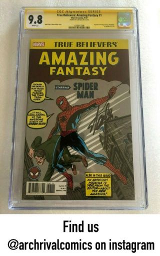 True Believers Fantasy 15 Cgc 9.  8 Signed By Stan Lee Reprint Spider - Man