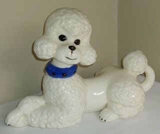Large Vtg Ceramic Glazed Boy Poodle Dog Collar 1st Quality Figurine