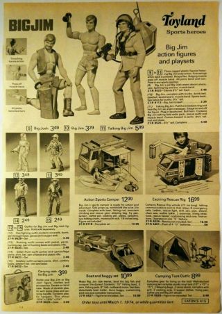 1973 Vintage Paper Print Ad Big Jim Josh Heroes Figures Camper Buggy Juke Box