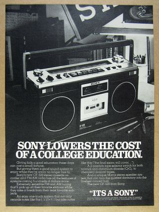 1978 Sony Cf - 520 Stereo Boombox Dorm Room Photo Vintage Print Ad