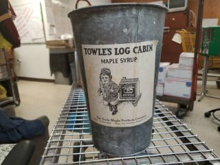 Rare Vintage Towles Log Cabin Maple Syrup Bucket