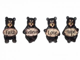 Set Of 4 Bears Of Grace - Love Believe Faith And Hope (3.  25 " H)