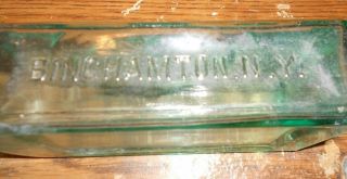 81/4 inch vintage DR.  KILMERS swamp root aqua bottle in shape 5