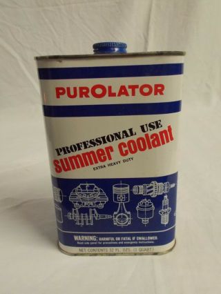 Vintage Purolator Summer Coolant 1 - Qt Rectangular Can