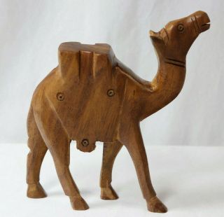 Vintage Hand Carved Wood Wooden Camel Statue Figurine Figure