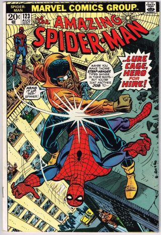 Spider Man 123 (1963) - 6.  5 Fn,  1st Luke Cage - Spiderman Crossover