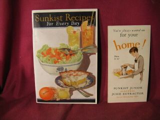 1928 Sunkist Advertising Recipe Book & Juicer Flyer
