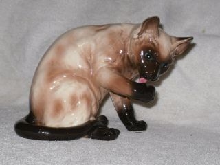 Vintage Siamese Cat Figurine Ceramic Bisque By Andrea By Sadek Japan