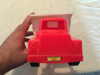 VINTAGE Processed Plastics Duty DUMP TRUCK Line Toy 1662 White Red 3