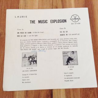 THE MUSIC EXPLOSION A LITTLE BIT O ' SOUL 1967 MEXICO GAMMA LAURIE GARAGE EP 45 2