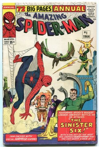 1964 Marvel Comics Spider - Man Annual 1 First Sinister Six Doc Oc