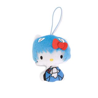 Evangelion X Hello Kitty Rei Ayanami School Girl Ver Mini Plush Toy Dangler
