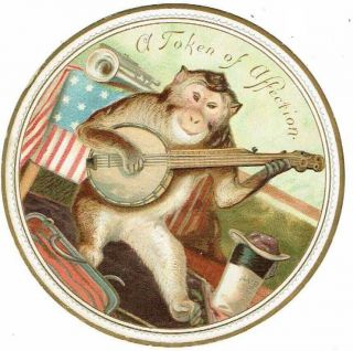 Vintage - A Token Of Affection - Monkey Playing Banjo - Raphael Tuck Circ Card