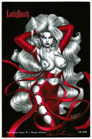 Lady Death Damnation Game 1 Deluxe Risque Edition Signed W/coa 28/200 (nm)