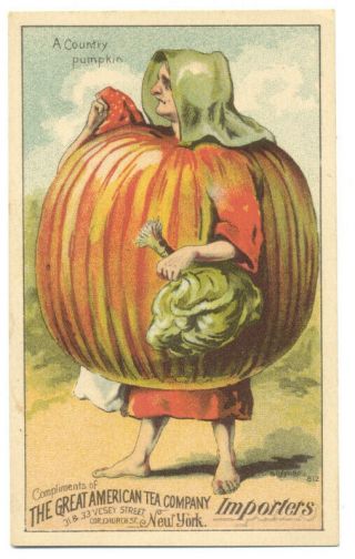Woman As Country Pumpkin Fantasy Trade Card Great American Tea Co.  Ca1890