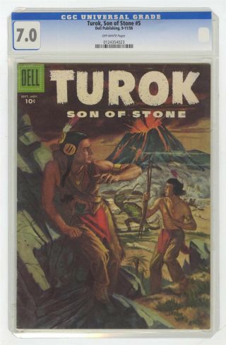 Turok,  Son Of Stone 5 F/vf 7.  0 Dell Comic Golden Age 10c 1956