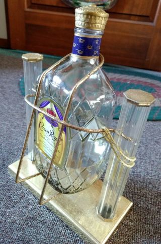 1970s Crown Royal Whisky Bottle Holder Swinging Cradle Dispenser Display