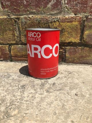 Vintage Arco Motor Oil Can 1 Quart Atlantic Richfield Company 10w