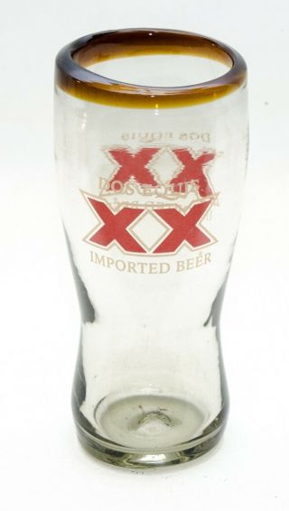 Dos Equis Beer Amber Rimmed Pint Glasses Hand Made Dos Xx