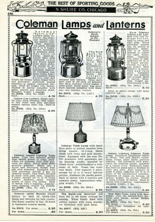 1940 Print Ad Of Coleman Lanterns 242b L427 220b & Table Lamps 143 134a 132a