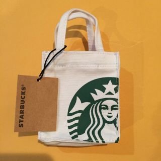 Nwt Starbucks White Mini Canvas Tote Bag,  Gift Card Holder