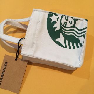 NWT Starbucks White Mini Canvas Tote Bag,  Gift Card Holder 4