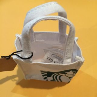 NWT Starbucks White Mini Canvas Tote Bag,  Gift Card Holder 5