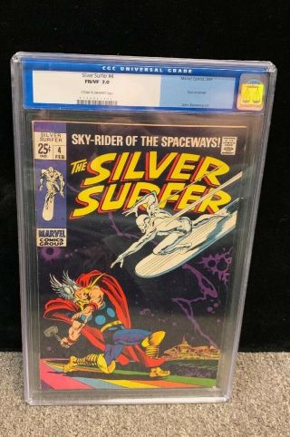 Silver Surfer 4 Cgc 7.  0 Fn/vf Marvel 1969 Ow Pages Thor Classic Cover