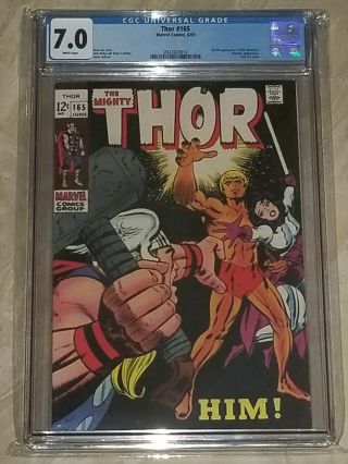 Thor 165 Cgc 7.  0 White Pages First Full Appearance Of Him Adam Warlock Stan Lee
