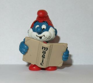 Vintage 1983 Smurf Papa With Magic Book Figure Schleich Peyo 1