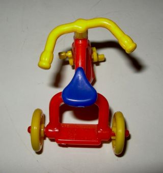 Vintage Renwal hard plastic No 7 tricycle made in US bright red,  yellow & blue 5
