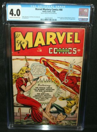 Marvel Mystery Comics 88 - Captain America Human Torch - Cgc Grade 4.  0 - 1948