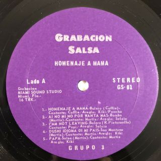 GRUPO 3 Homenaje a Mama grabacion salsa rare private antilles lp VG,  HEAR 3