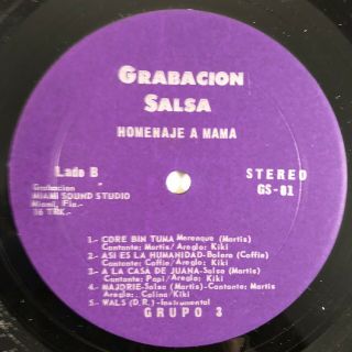 GRUPO 3 Homenaje a Mama grabacion salsa rare private antilles lp VG,  HEAR 4