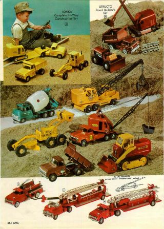1960 Paper Ad 2 Pg Tonka Crane Structo Toy Truck Tru Scale Farm Dump Nylint