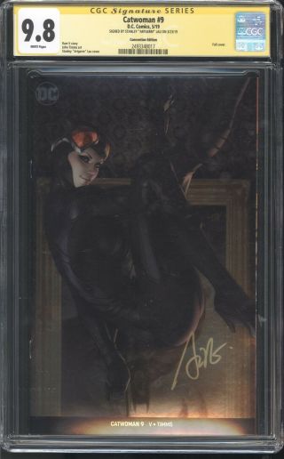 Catwoman 9 Convention Foil Variant Cover Cgc 9.  8 Ss Signed By Artgerm