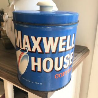 Rare Vintage Maxwell House Coffee Storage Can With Lid