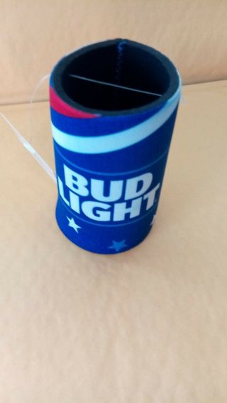 Budlight Can Koozie Blue With White Stars And Stripes,  Patriotic