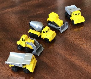 Set Of 5 Rare “m.  M.  T.  L.  ” Yellow Diecast Construction Equipment Vehicles 1997