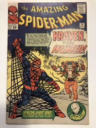 1964 Spider - Man 15 (vg 4.  0 Cgc It) 1st Kraven - Spidey Key