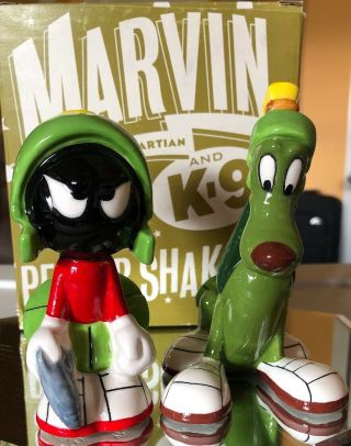 Marvin The Martian / K - 9 Salt & Pepper Shakers Looney Tunes Warner Bros Nib