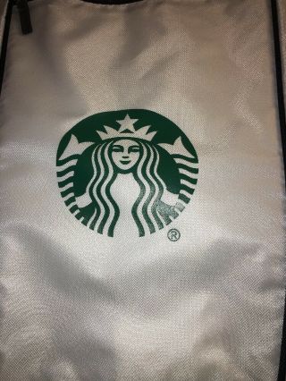 Starbucks White Backpack Logo Bag Single String Nylon Expandable. 3