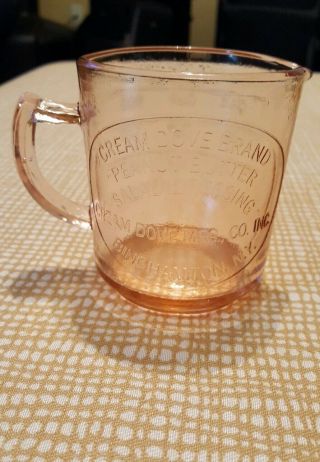 Pink Measuring Cup Cream Dove Co.  Binghamton,  Ny Retro Depression Style Glass