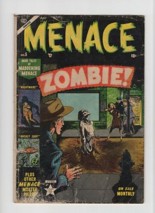 Menace 5 Vintage Marvel Atlas Comic Pre - Hero Horror Zombie Golden Age 10c