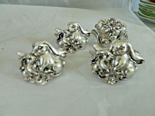 Arthur Court Metal Bunny Napkins Rings,  Set Of 4,  No Box,  Approx.  2 " Round,  1990 