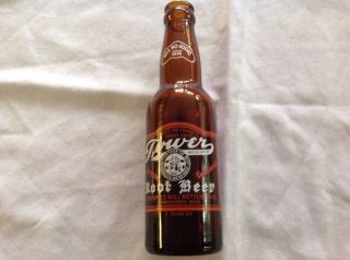 Tower Root Beer Amber Glass Bottle,  1963,  Charlestown,  Mass.  7 Oz.