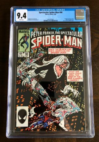 Spectacular Spider - Man 90 Cgc 9.  4 Nm - White Pages 1st Black Costume In Title